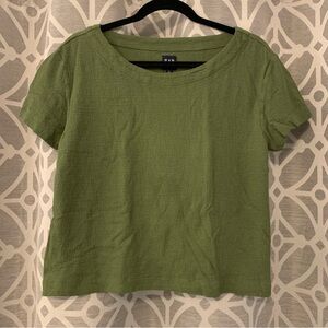 GAP Crepe Relaxed Cropped Tee (Cypress Green) Size S Tall